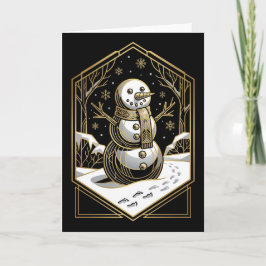 Cartão De Festividades Art Deco Snowman Christmas Card