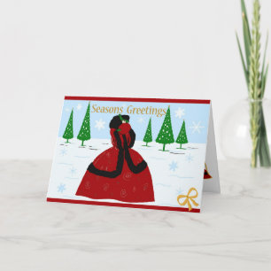 Cartão De Festividades Art Deco Xmas Girl