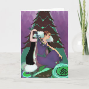 Cartão De Festividades Art Deco Xmas, Pascaline em Roxo, Teal e Brown