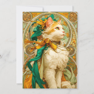Cartão De Festividades Art Nouveau Cat