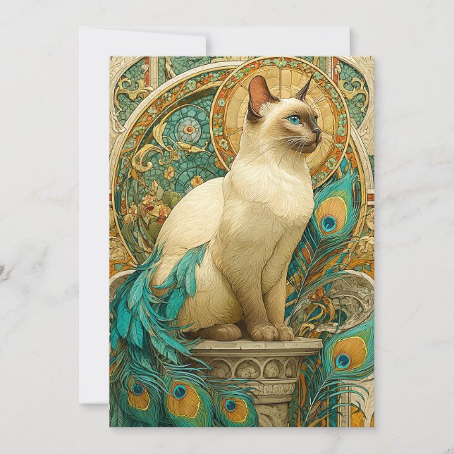Cartão De Festividades Art Nouveau Cat (Frente)