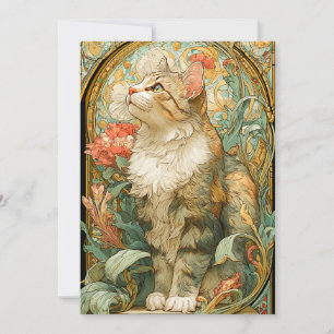 Cartão De Festividades Art Nouveau Cat