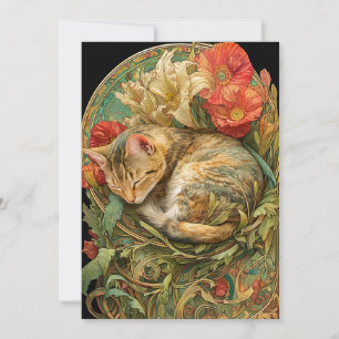 Cartão De Festividades Art Nouveau Cat