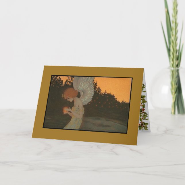 Cartão De Festividades Art Nouveau Christmas Angel (Frente)