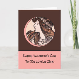 Cartão De Festividades Art Nouveau Dia de os namorados Mucha Lovely Wife