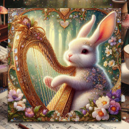 Cartão De Festividades Art Nouveau Páscoa de Música Bunny