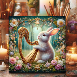 Cartão De Festividades Art Nouveau Woodland Música Bunny Páscoa