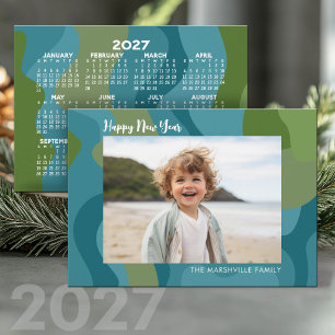 Cartão De Festividades Arte Abstrata da Linha Orgânica 1 Foto - Calendári