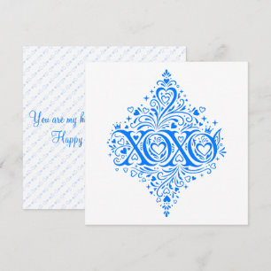 Cartão De Festividades Arte Azul de São Valentim XOXO