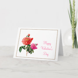 Cartão De Festividades Arte botânica vintage flores de rosa Dia dos Namor