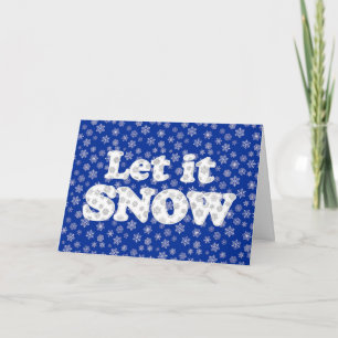 Cartão De Festividades Arte com Palavras - Deixe Nevar com Fundo Nevado