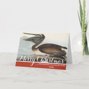 Cartão De Festividades Arte Costeira de Ave Vintage Audubon Pelicano-Marr