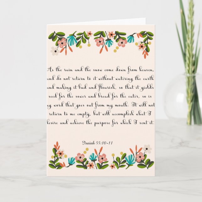 Cartão De Festividades Arte cristã das citações - 55:10 de Isaiah - 11 (Frente)