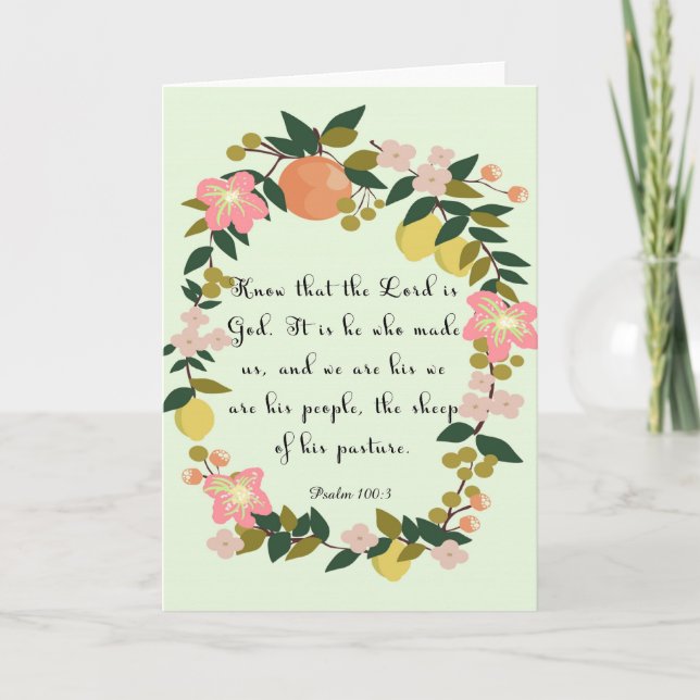 Cartão De Festividades Arte Cristã inspiradora - Salmo 100:3 (Frente)