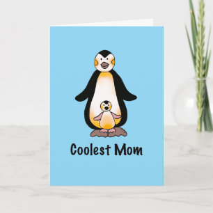 Cartão De Festividades Arte da Família do Pinguim da Mãe Mais Legal