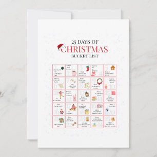Cartão De Festividades Arte da Lista de Coisas para Fazer dos 25 Dias de