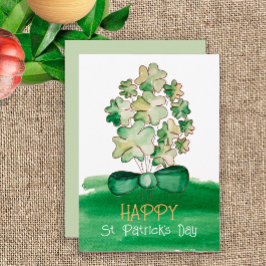 Cartão De Festividades Arte de Aquarela Trevo da Sorte Shamrock