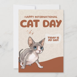 Cartão De Festividades Arte de Celebração do Dia Internacional do Gato Sp
