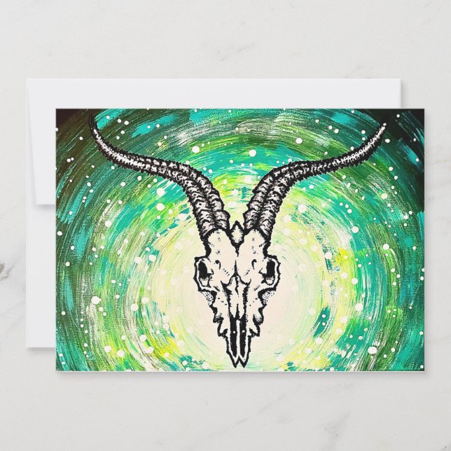 Cartão De Festividades arte de crânio gótico cósmico (Frente)