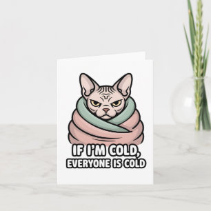 Cartão De Festividades Arte de Desenho Animado de Gato Sphynx Mal-Humorad