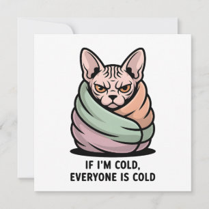 Cartão De Festividades Arte de desenho animado de gato Sphynx zangado com