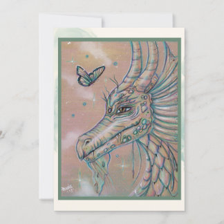 Cartão De Festividades Arte de fantasia de dragão e borboleta por Renee L