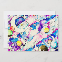 Cartão De Festividades arte de fantasia espacial em aquarela
