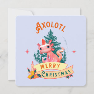 Cartão De Festividades Arte de Férias de Natal Axolote Fofo