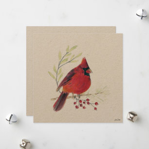 Cartão De Festividades Arte de Frutas do Cardinal de Feriado