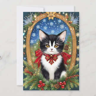 Cartão De Festividades Arte de gato smoking Art Nouveau Natal Vintage 