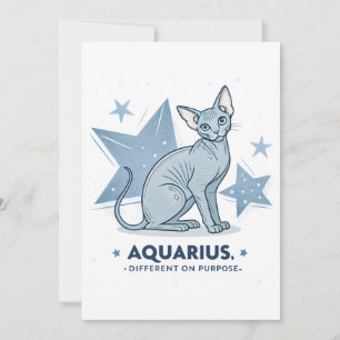 Cartão De Festividades Arte de Gato Sphynx Zodíaco de Aquário com Propósi