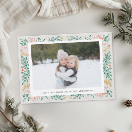 Cartão De Festividades Arte de Linha de Natal Foto da Família em Duas Fac