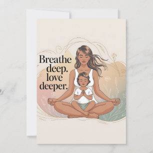 Cartão De Festividades Arte de Meditação de Mindfulness Mãe e Filho