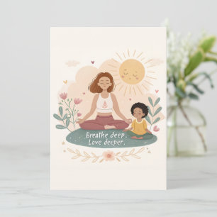 Cartão De Festividades Arte de Meditação Mãe Filho Caprichoso