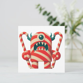 Cartão De Festividades Arte de Natal caprichosa do Monstro de Bastão de D