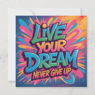 Cartão De Festividades Arte de Parede Grafite "Viva Seu Sonho" Vibrante