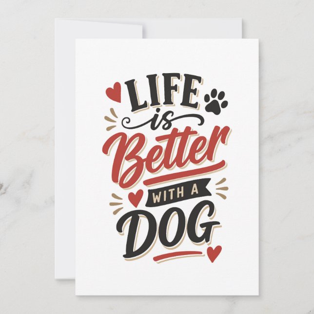 Cartão De Festividades Arte de Parede para Amantes de Cachorros - A Vida  (Frente)