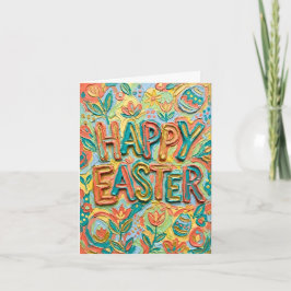 Cartão De Festividades Arte de Pintura Impasto Floral Inspiradora de Pásc