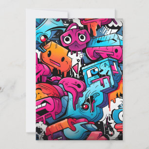 Cartão De Festividades Arte de Rua com Grafite Urbano Splash