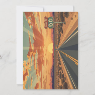 Cartão De Festividades Arte de Viagem Estrada do Deserto Pôr do Sol Rota