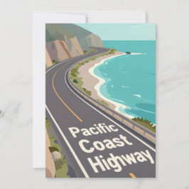 Cartão De Festividades Arte de Viagem Gráfico da Pacific Coast Highway