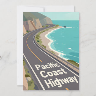 Cartão De Festividades Arte de Viagem Gráfico da Pacific Coast Highway