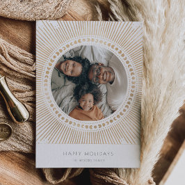 Cartão De Festividades Arte Deco de Moldura de Explosão Solar Dourada