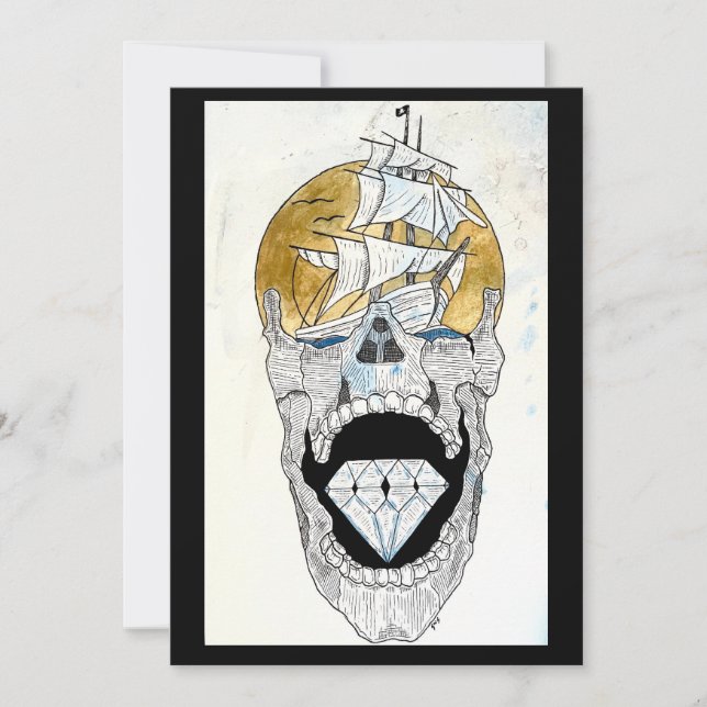 Cartão De Festividades Arte do crânio legal (Frente)