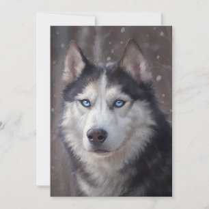 Cartão De Festividades Arte do Husky Siberiano