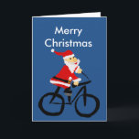 Cartão De Festividades Arte engraçada do Natal da bicicleta da equitação<br><div class="desc">Papai Noel engraçado maravilhoso que monta um design original do Natal da arte da bicicleta.</div>