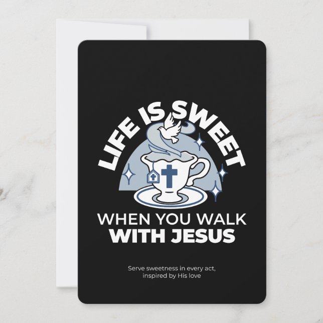 Cartão De Festividades Arte Fiável - Teacup com Cruz e Dove (Frente)