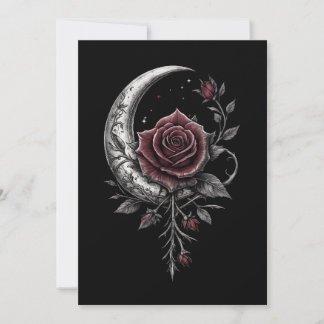 Cartão De Festividades Arte Floral Escura Crescente Rosa Gótica