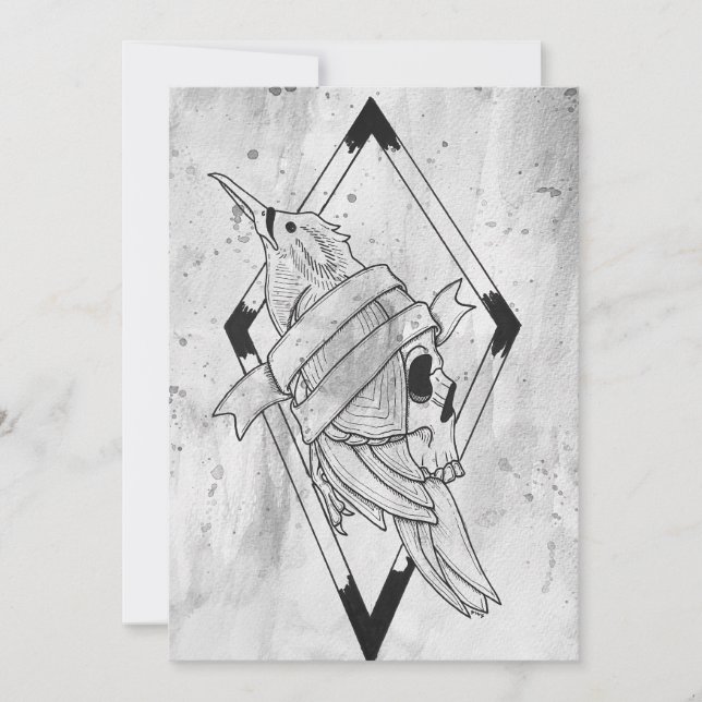 Cartão De Festividades Arte Pagã Gótica de Caveira (Frente)