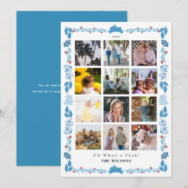 Cartão De Festividades Arte Popular Coelho Blue Bunny Que Ano em Revisão 